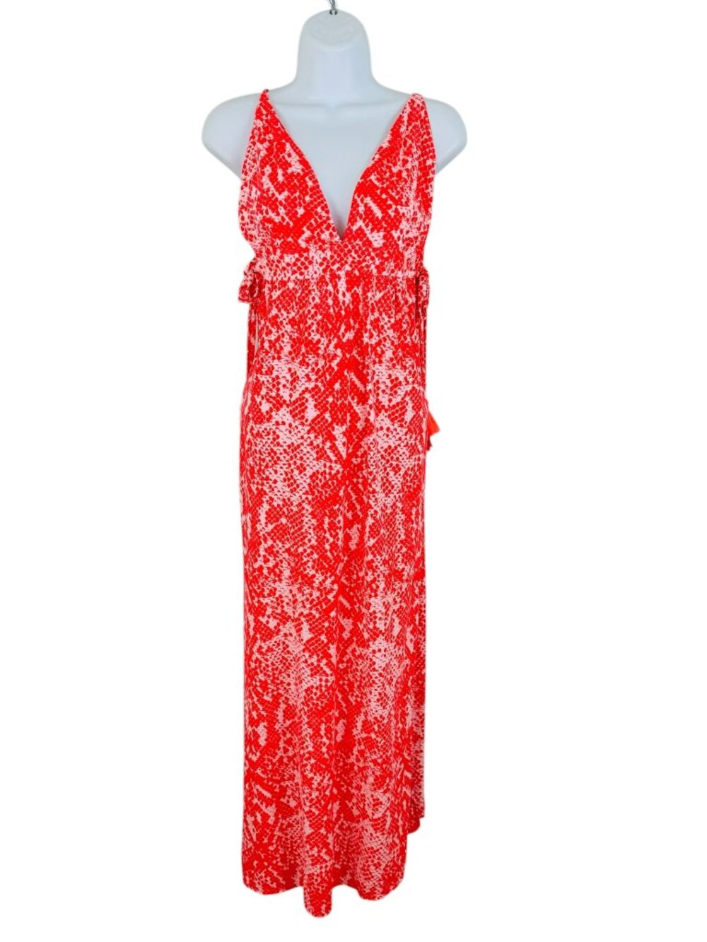 Maaji Women's Size L Snake Print Coral Beach Maxi Cover Up Dress